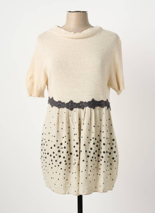 Rochie pulover bej POUSSIERE D'ETOILE femeie