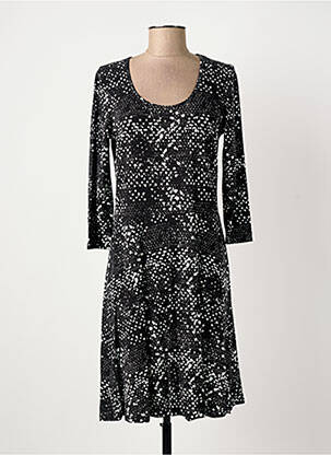 Rochie midi imprimeu fantezie mâneci lungi negru LES FILLES DE NEAUX femeie