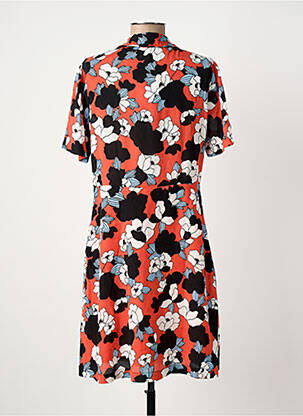 Rochie midi imprimeu fantezie mâneci scurte portocaliu SUNCOO femme