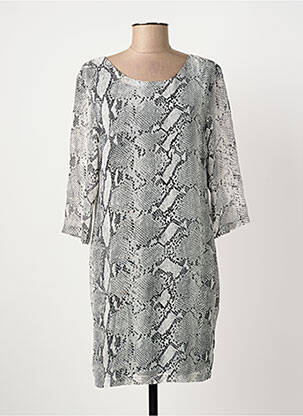 Rochie midi mâneci 3/4 mâneci 3/4 gri FRANSA femeie