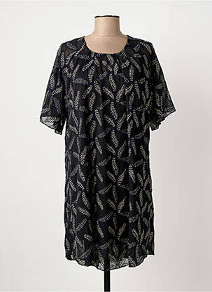 Rochie midi imprimeu fantezie mâneci scurte negru SUNCOO femeie