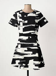 Rochie scurtă închidere cu fermoar la spate mâneci scurte negru SUNCOO femme