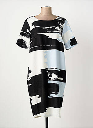 Rochie midi imprimeu fantezie mâneci scurte negru FRANSA femeie