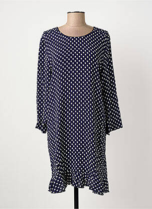 Rochie midi imprimeu fantezie mâneci lungi albastru SUNCOO femeie