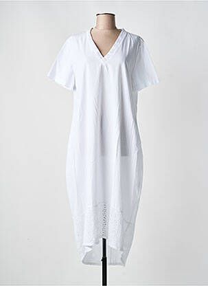 Rochie lungă mâneci scurte mâneci scurte alb BLANC BOHEME femeie