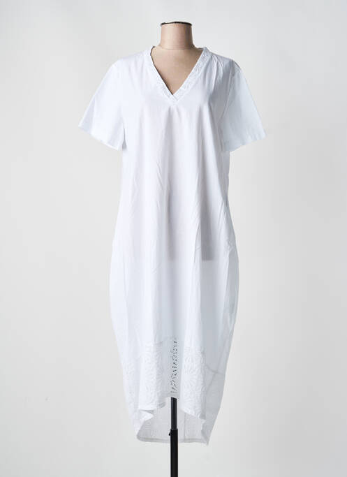 Rochie lungă mâneci scurte mâneci scurte alb BLANC BOHEME femme