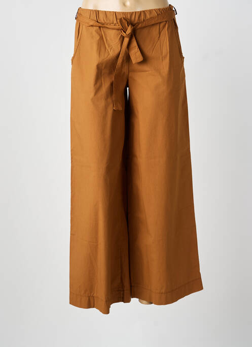 Pantalon drept țesătură poplin mărime normală maro BLANC BOHEME femme