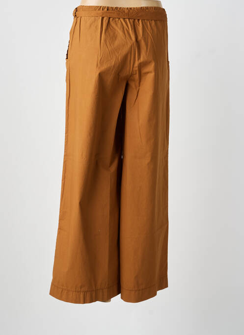 Pantalon drept țesătură poplin mărime normală maro BLANC BOHEME femme