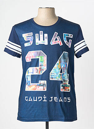 Tricou croială dreaptă mâneci scurte albastru GAUDI bărbat