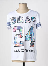 Tricou elasticitate mâneci scurte alb GAUDI homme