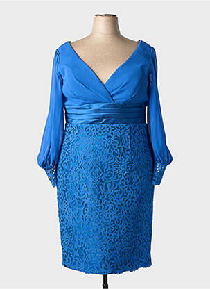 Rochie midi țesătură crep mâneci lungi albastru MARFIL femeie