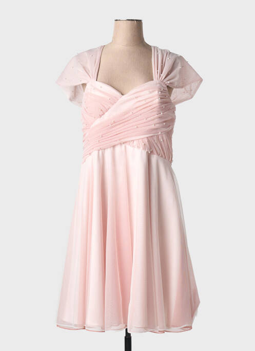 Rochie midi închidere cu fermoar la spate mâneci scurte roz ASCIA femme