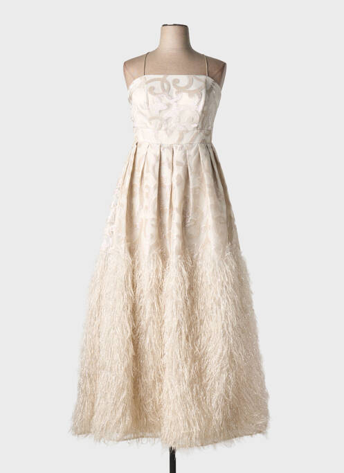 Rochie lungă mâneci cu bretele ajustabile fără mâneci bej SONIA PENA femme