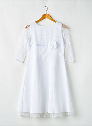 Rochie midi închidere cu fermoar la spate mâneci lungi alb BIAN CORELLA fată