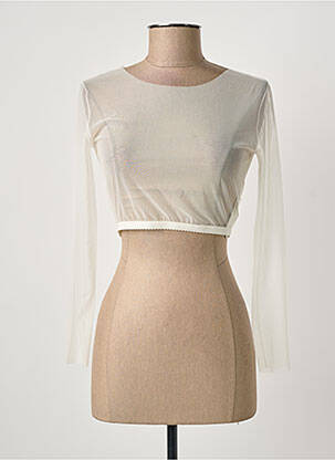 Top guler rotund mâneci lungi bej BIANCO EVENTO femeie