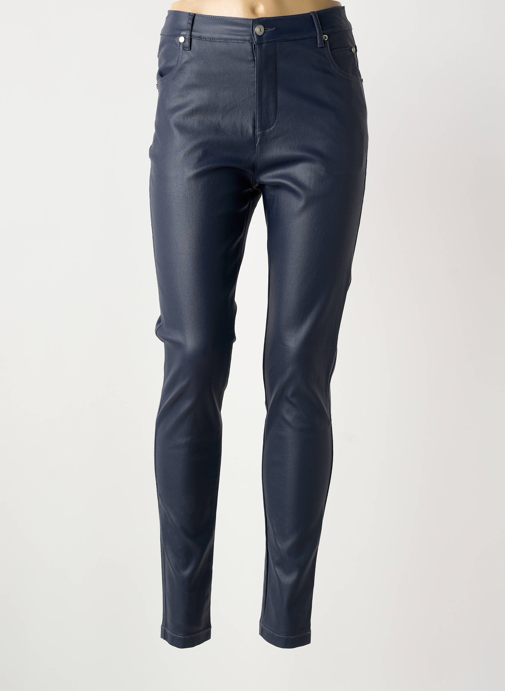 Pantalon slim talie înaltă talie înaltă albastru MARBLE femeie