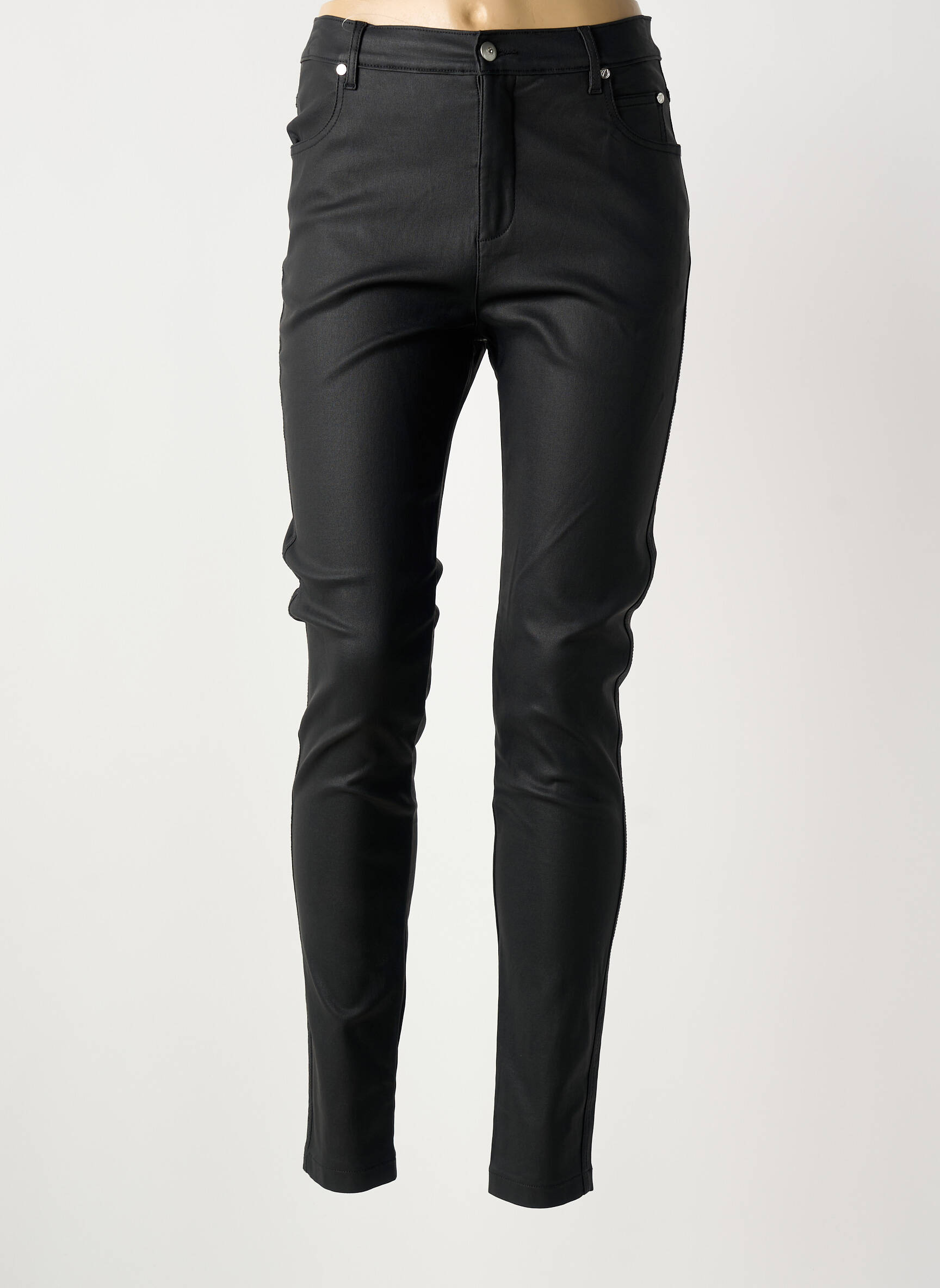 Pantalon slim talie înaltă talie înaltă negru MARBLE femeie