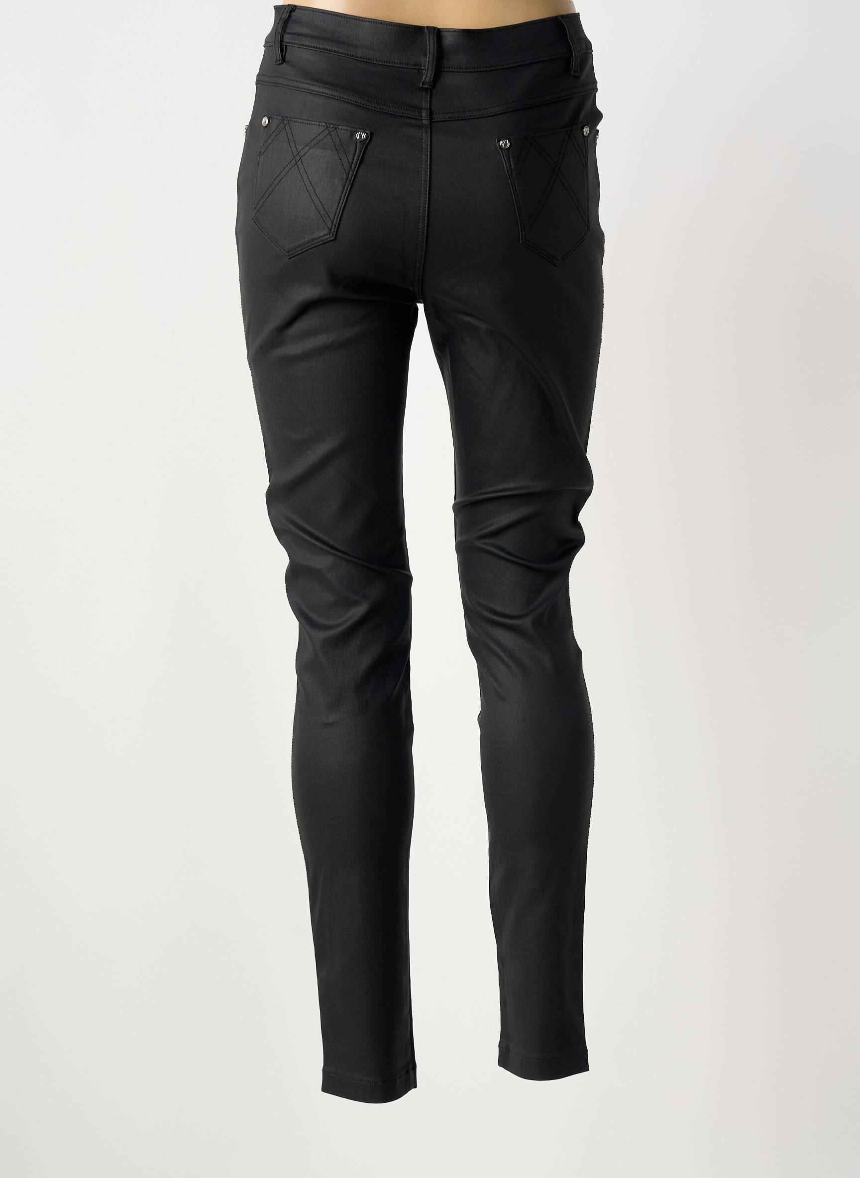 Pantalon slim talie înaltă talie înaltă negru MARBLE femeie