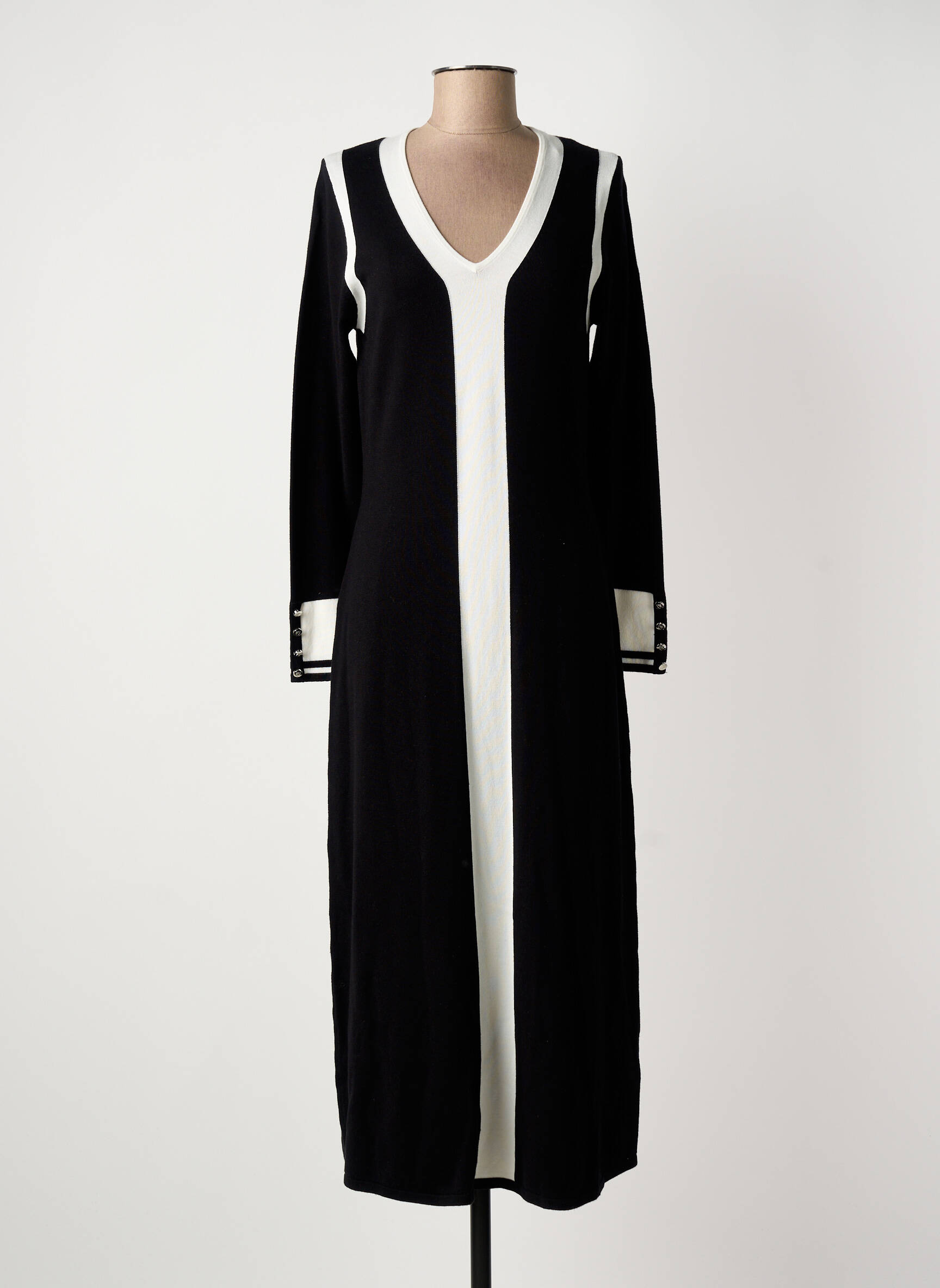 Rochie lungă mâneci lungi mâneci lungi negru MARBLE femeie