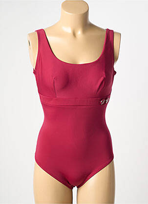 Costum de baie dintr-o singură piesă efect material satinat sutien balconet cu decolteu înalt roșu SIMONE PERELE femeie