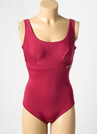 Costum de baie dintr-o singură piesă efect material satinat sutien balconet cu decolteu înalt roșu SIMONE PERELE femme