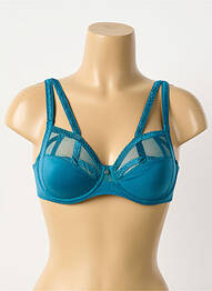 Sutien efect material satinat sutien cupe întregi cu decolteu înalt albastru LOUISA BRACQ femme