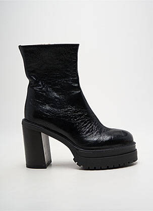 Botine/ghete țesătură satinată toc de 7 la 9 cm negru PAOYAMA femeie