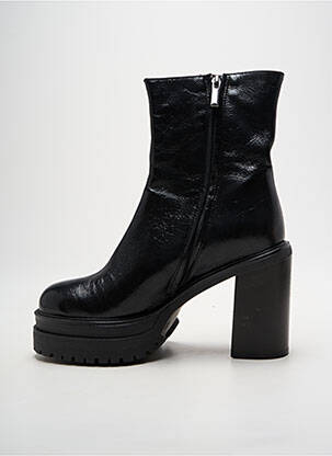 Botine/ghete țesătură satinată toc de 7 la 9 cm negru PAOYAMA femeie