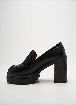 Mocasini țesătură satinată toc de 7 la 9 cm negru PAOYAMA femeie