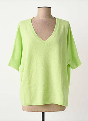Pulover croială dreaptă mâneci scurte verde ABSOLUT CASHMERE femeie