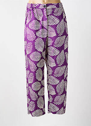 Pantalon drept închidere cu fermoar sub clapetă cu nasturi mărime normală violet CHLOÉ STORA femeie