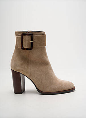 Botine/ghete nubuc toc de 7 la 9 cm bej ELISA LANCI femeie