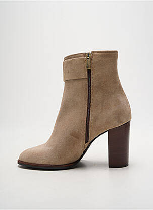 Botine/ghete nubuc toc de 7 la 9 cm bej ELISA LANCI femeie