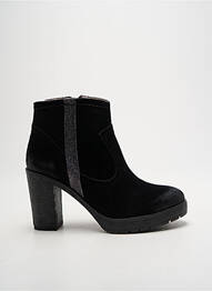 Botine/ghete țesătură satinată toc de 7 la 9 cm negru MKD femme