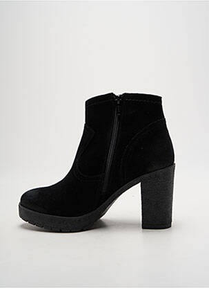 Botine/ghete țesătură satinată toc de 7 la 9 cm negru MKD femeie
