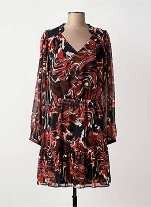 Rochie midi imprimeu fantezie mâneci lungi negru FREEMAN T.PORTER femeie