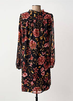 Rochie midi imprimeu floral mâneci lungi negru FREEMAN T.PORTER femeie