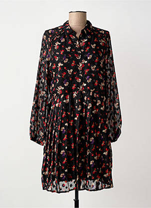 Rochie midi imprimeu floral mâneci lungi negru CHERRY PARIS femeie