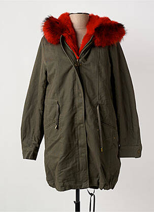 Parka finisaj interior blană sintetică cu glugă verde ON PARLE DE VOUS femeie