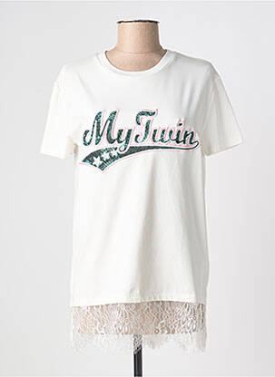 Tricou elasticitate mâneci scurte alb MY TWIN femeie