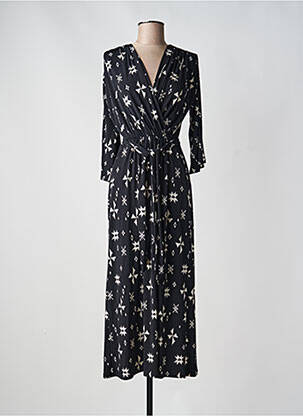 Rochie lungă croială cambrată mâneci 3/4 negru AU SOLEIL DE ST TROPEZ femeie