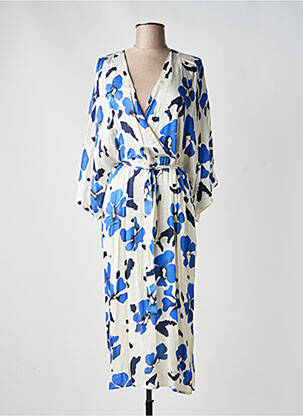 Rochie midi imprimeu floral mâneci 3/4 albastru KOCCA femeie