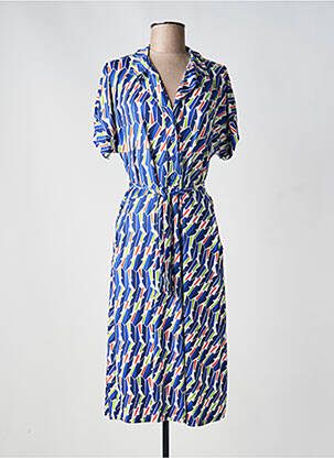 Rochie midi mâneci scurte mâneci scurte albastru SCORZZO femeie
