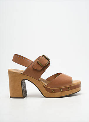 Sandale/pantofi decupați material neted toc de 7 la 9 cm maro WEEKEND MAXMARA femeie