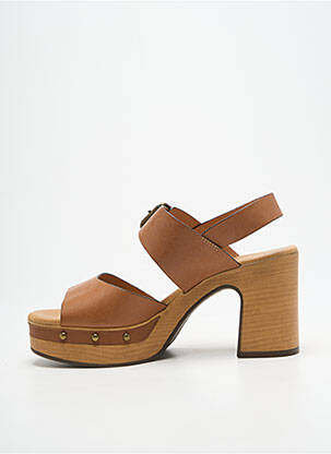 Sandale/pantofi decupați material neted toc de 7 la 9 cm maro WEEKEND MAXMARA femeie