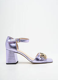 Sandale/pantofi decupați material neted toc de 7 la 9 cm violet HOGL femme