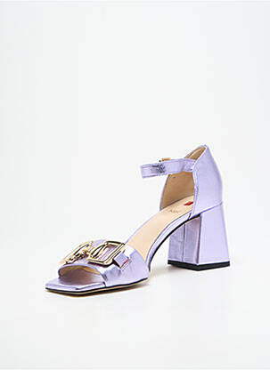 Sandale/pantofi decupați țesătură satinată toc de 7 la 9 cm violet HOGL femeie