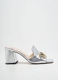 Mulete/saboți material neted toc de 7 la 9 cm argintiu HOGL femme