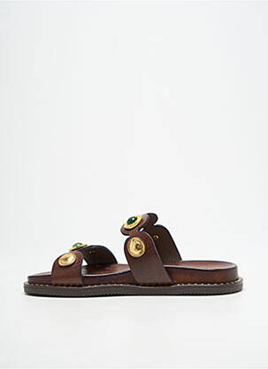 Mulete/saboți țesătură satinată toc plat până la 3 cm maro KOTRIS femeie