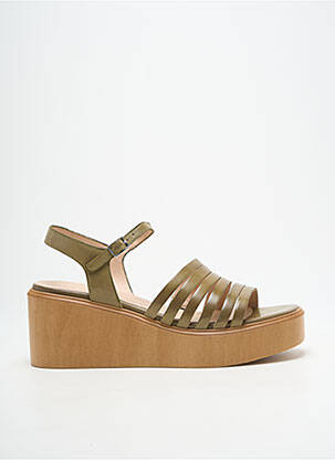 Sandale/pantofi decupați material neted toc de 7 la 9 cm verde WONDERS femeie